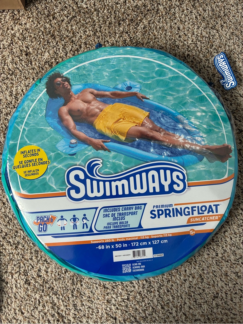 New Swimways blue & green inflatable premium spring float Suncatcher #summer